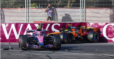 Foto do Franco Colapinto com a sua Alpine bateu em Lando Norris com a McLaren
