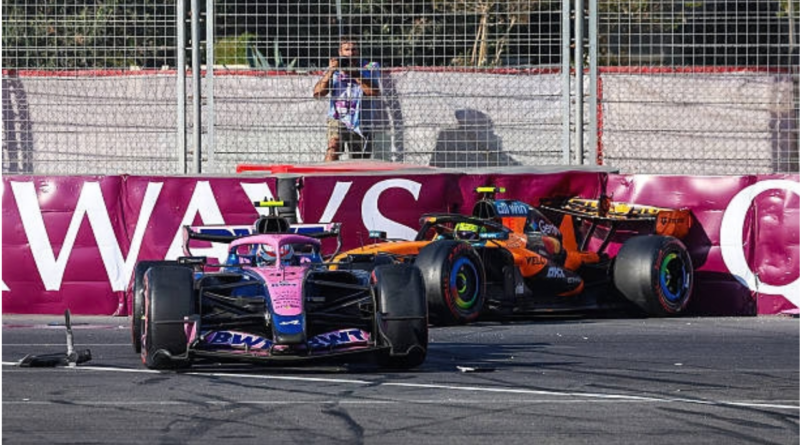 Foto do Franco Colapinto com a sua Alpine bateu em Lando Norris com a McLaren
